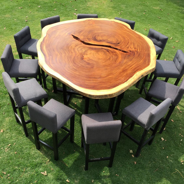 Mesa de parota 12 personas con bancos capitoneados