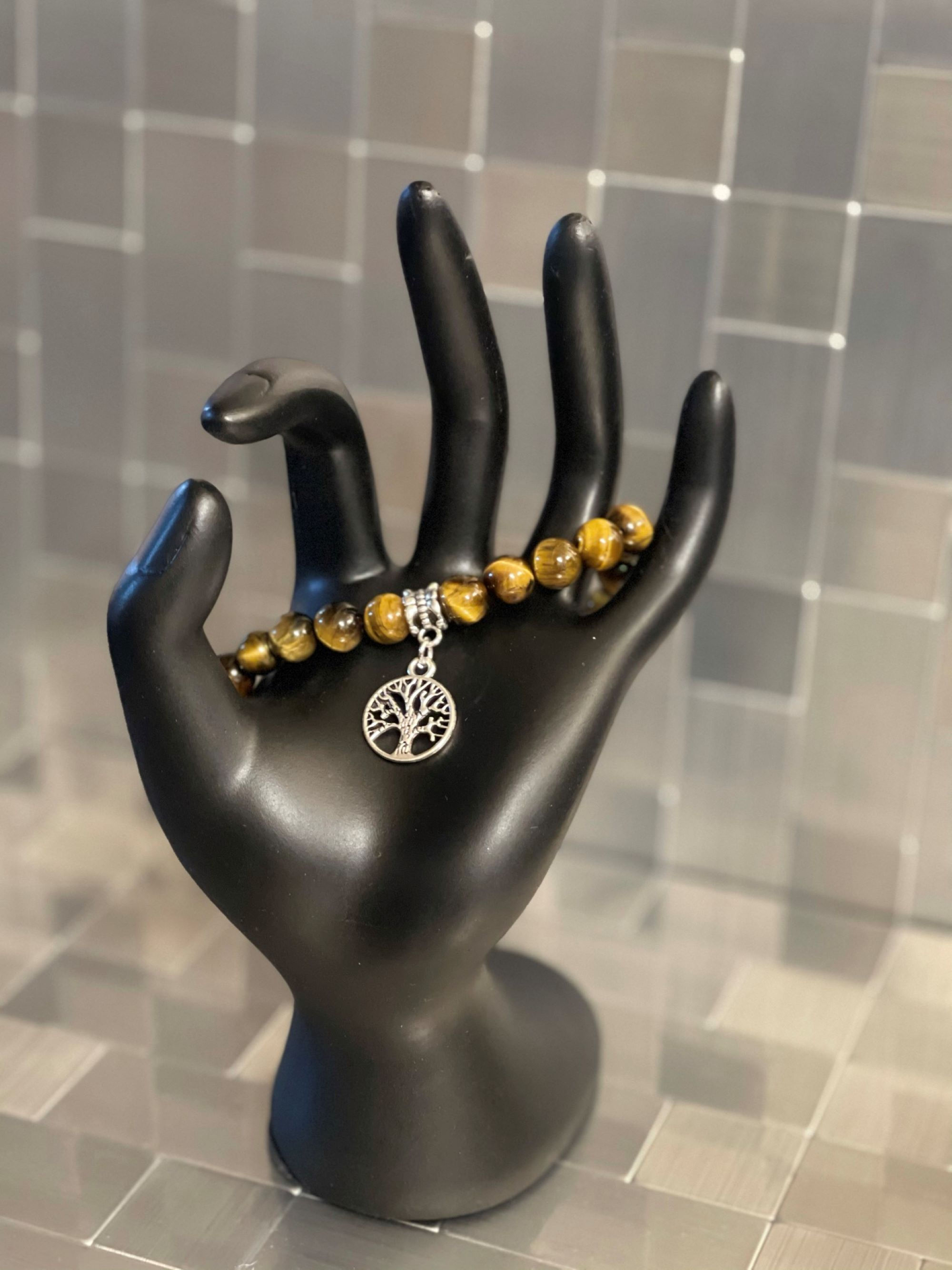 8mm Natural Yellow Tiger Eye Beaded Bracelet