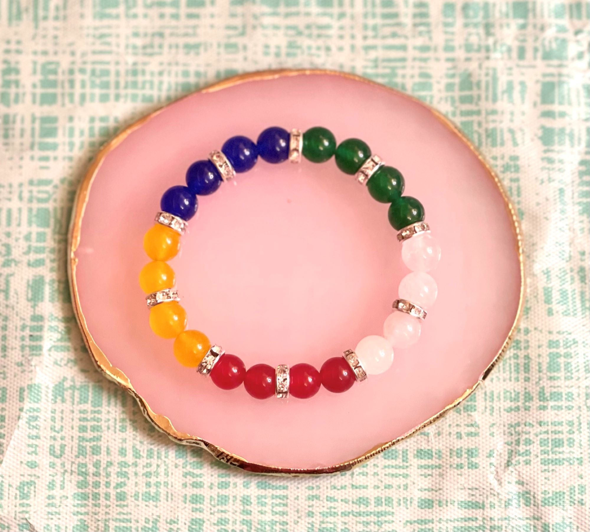 8 mm Multi-color Jade Beaded Bracelet