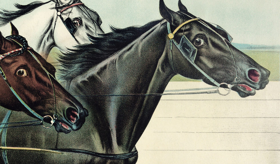 Miniatura: Cavalos Pintura de competição datada de 1828