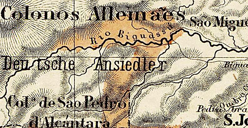 Miniatura: Mapa das colônias alemãs de Santa Catarina datado de 1867
