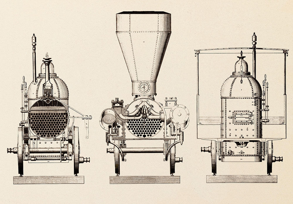 Locomotiva Desenho técnico datado de 1849