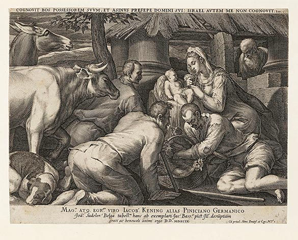 Fantástica gravura do natal, criada na Germania, datada de 1599