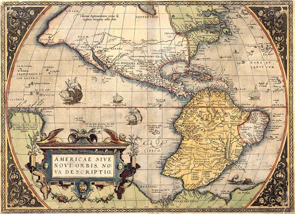 Mapa da América do Sul datado de 1565