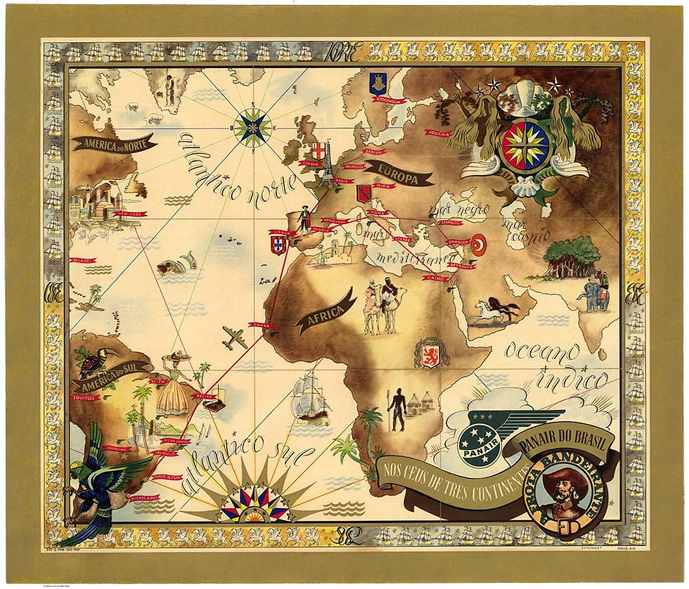 Poster de promoção da companhia aviação PANAIR de 1947