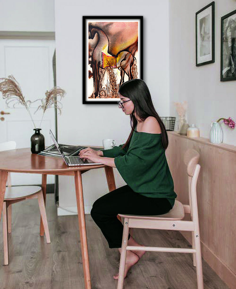 Miniatura: Belíssima e rara pintura de Dali ”Cavalo de Troia”, para decoração
