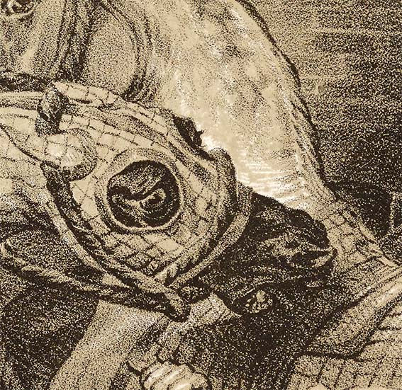 Miniatura: Cavalos sendo ferrados Belíssima gravura datada de 1821