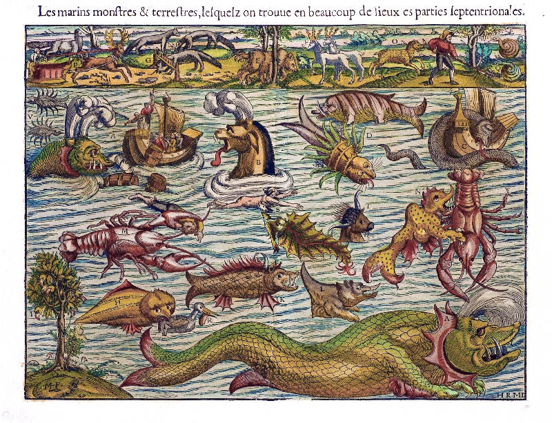 Monstros marinhos - Gravura datada de 1544