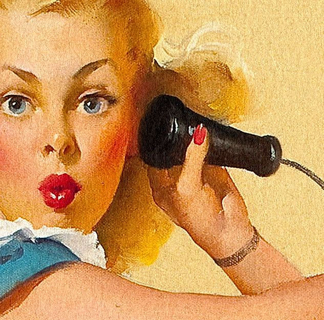 Miniatura: Pin-up falando em telefone antigo Famosa imagem criada na metade do Sec. XX