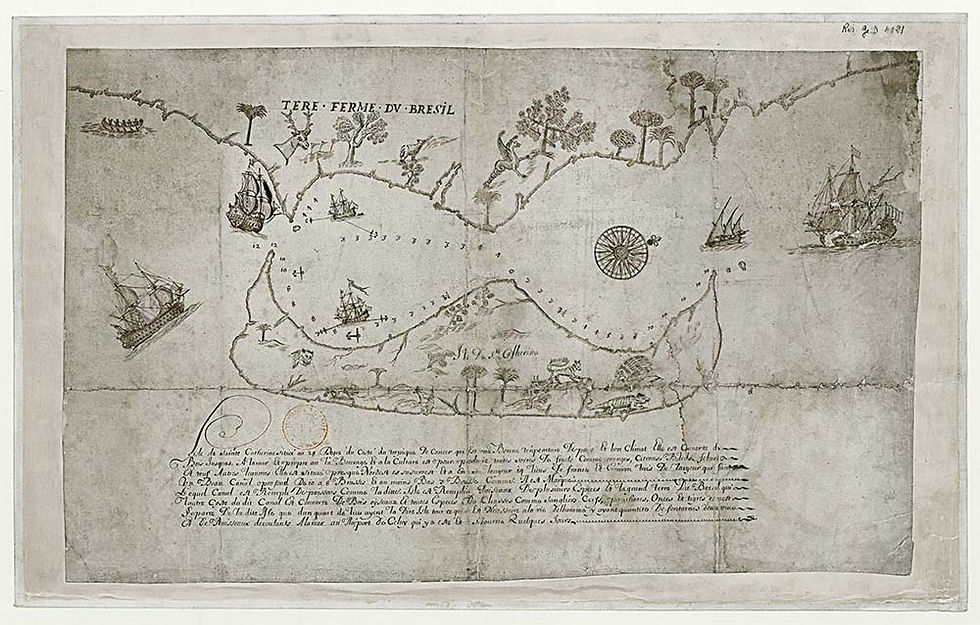Mapa da ilha de Santa Catarina datado de 1650