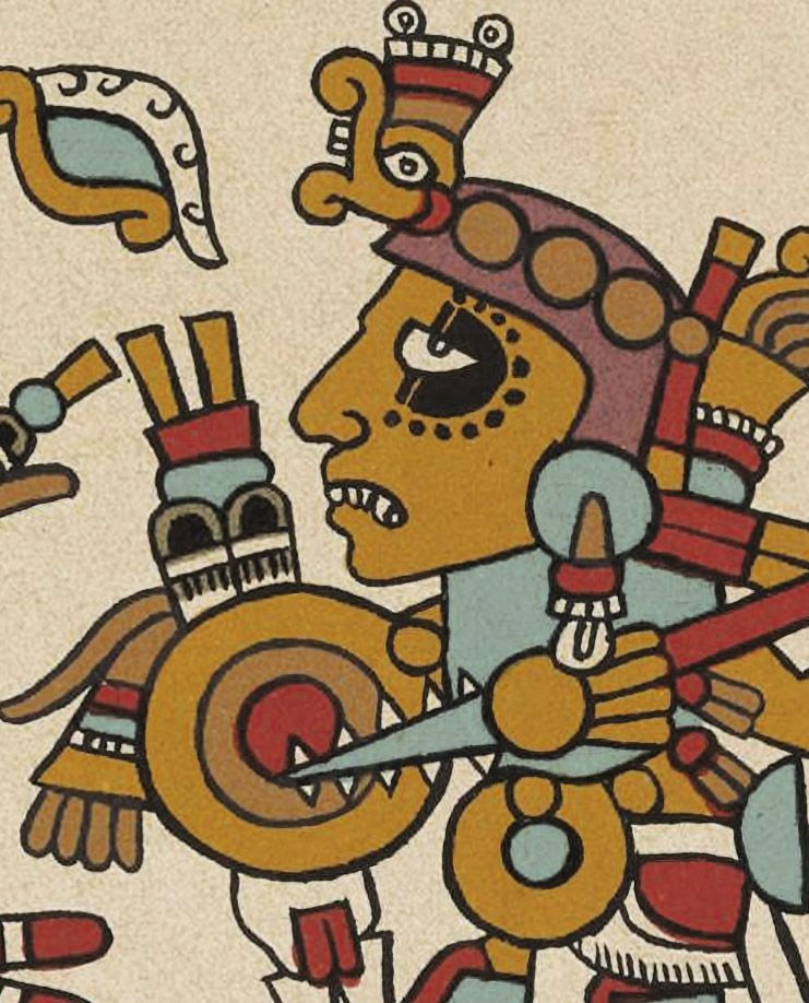 Miniatura: Página de livro de história Mixteca (México) do sec. X ao sec. XV