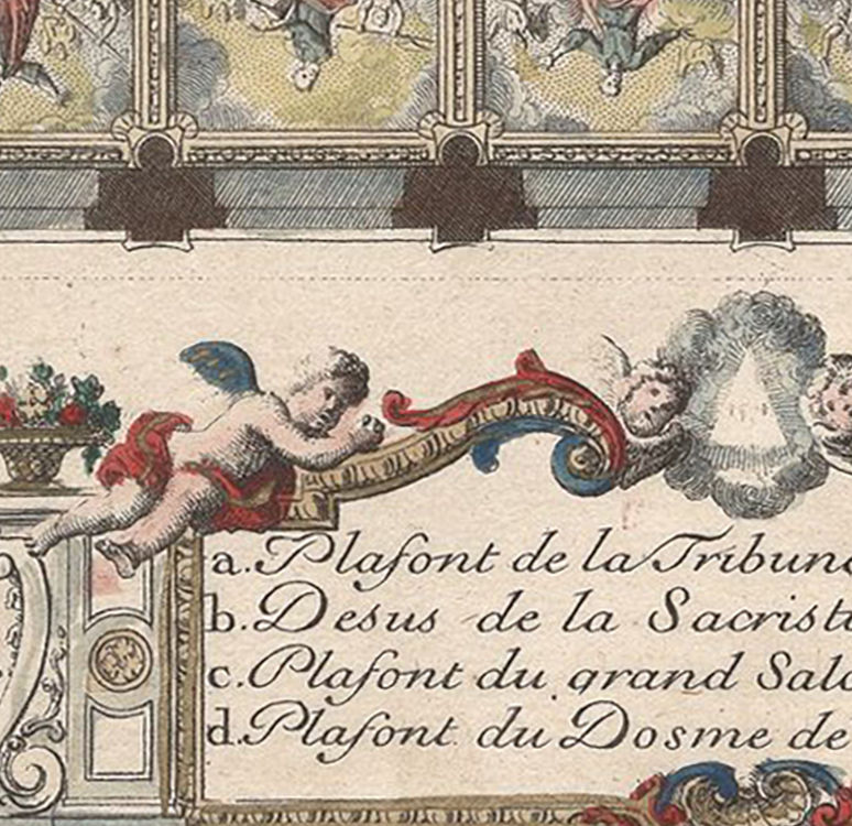 Miniatura: Versalhes raro plano arquitetônico do teto da capela do palácio datado de 1715