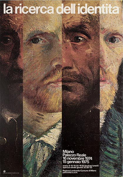 Cartaz de promoção de Exposição intitulada "Em busca da identidade" Milão Itália