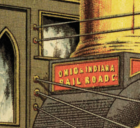 Miniatura: Ilustração de Locomotiva a vapor fabricada na Filadélfia datada de 1856