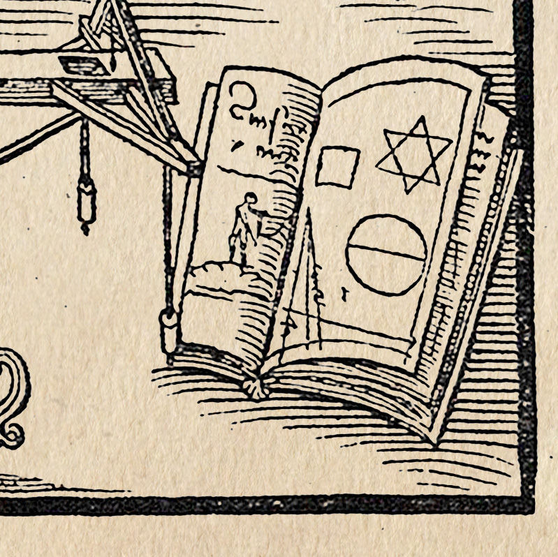 Miniatura: Ferramentas e utensílios de arquiteto, gravura datada de 1548 para decoração