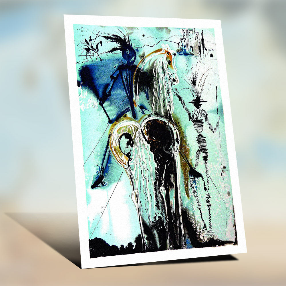 Belíssima e rara pintura de Dali ”D. Quixote”, para decoração
