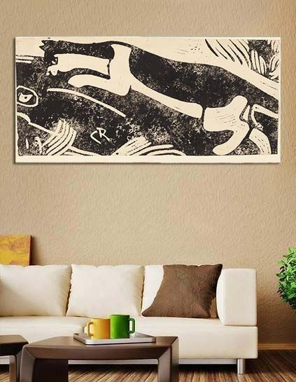 Miniatura: Gravura de arte de gato e rato