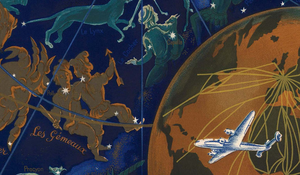 Miniatura: Poster de promoção da Air France com as constelações de 1953