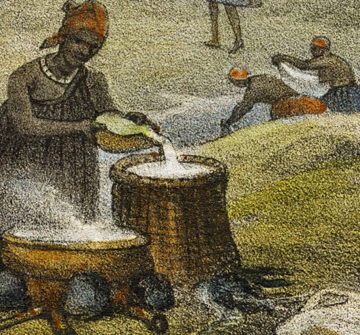 Miniatura: Brasil de há 200 anos - Lavadeiras lavando e branqueando roupas em córrego