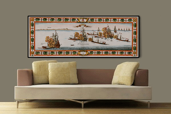 Miniatura: Batalha naval no Mediterraneo datada de 1645