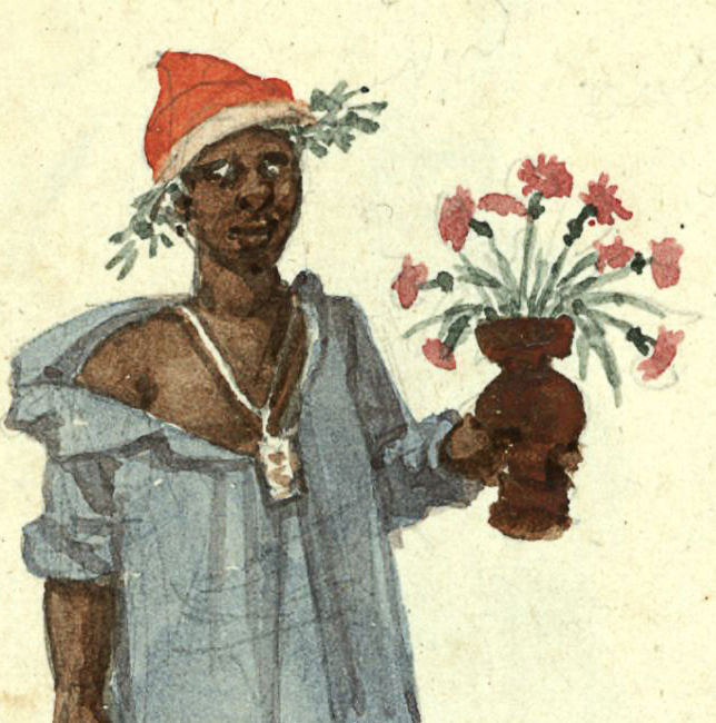 Miniatura: Costumes e trajes do Brasil - caderno de notas de Jean Debret  1825