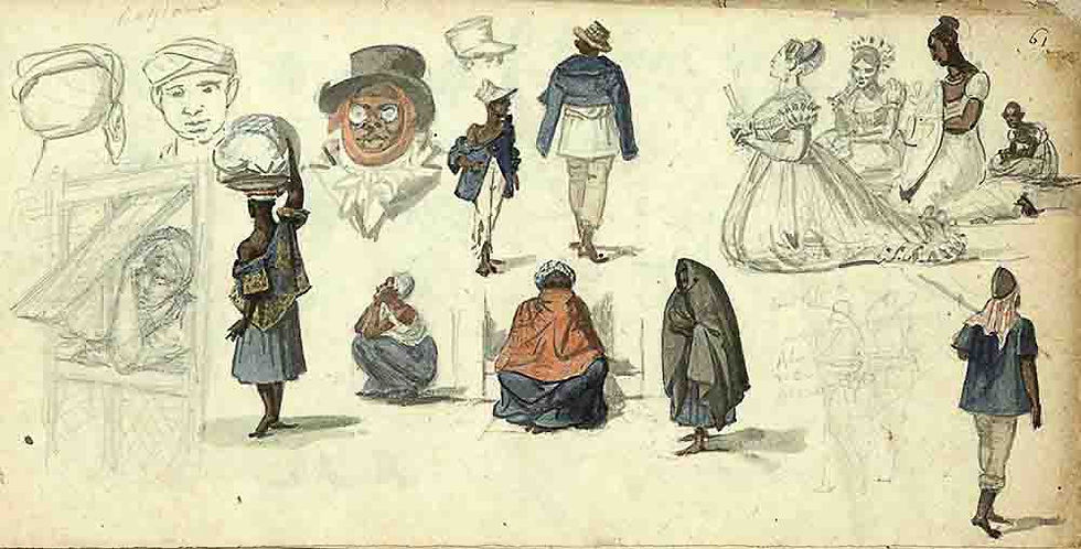 Costumes e trajes do Brasil - caderno de notas de Jean Debret 1825