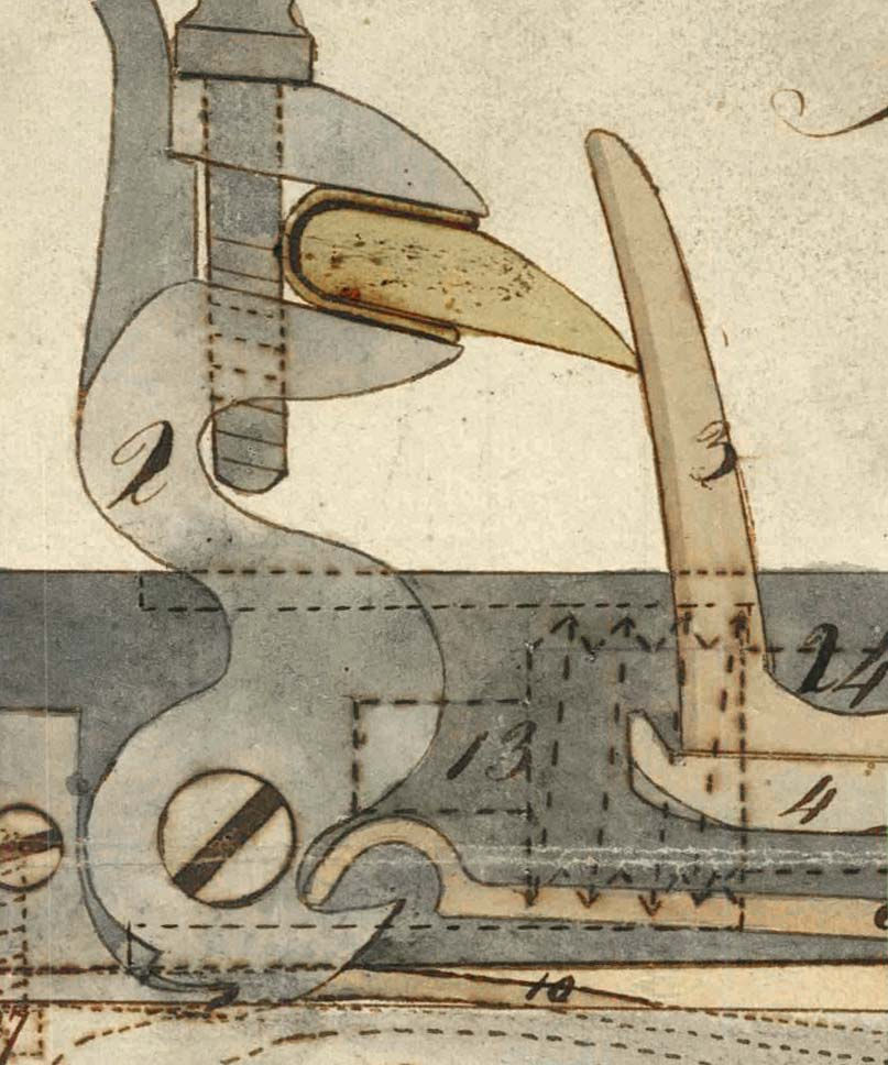 Miniatura: Raríssima imagem da patente do sistema de gatilho de pederneira datada de 1811