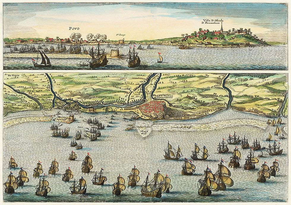 Miniatura: Recife e Olinda conquista por holandeses - gravura de 1652