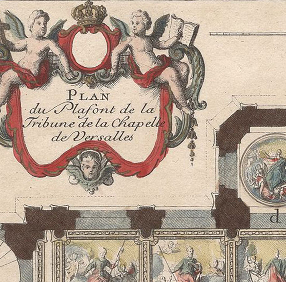 Miniatura: Versalhes raro plano arquitetônico do teto da capela do palácio datado de 1715