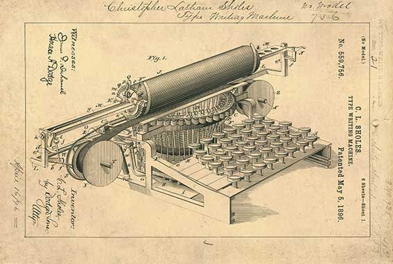 Maquina de escrever Patente datada de 1896