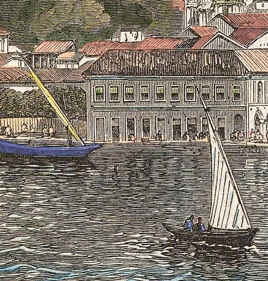 Miniatura: Cachoeira - Bahia – Rara gravura colorida à mão datada de 1868