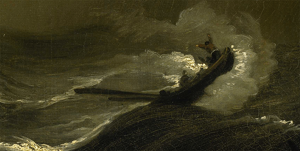 Miniatura: Pintura de naufrágio de pequeno navio numa tempestade data do Sec. XVII