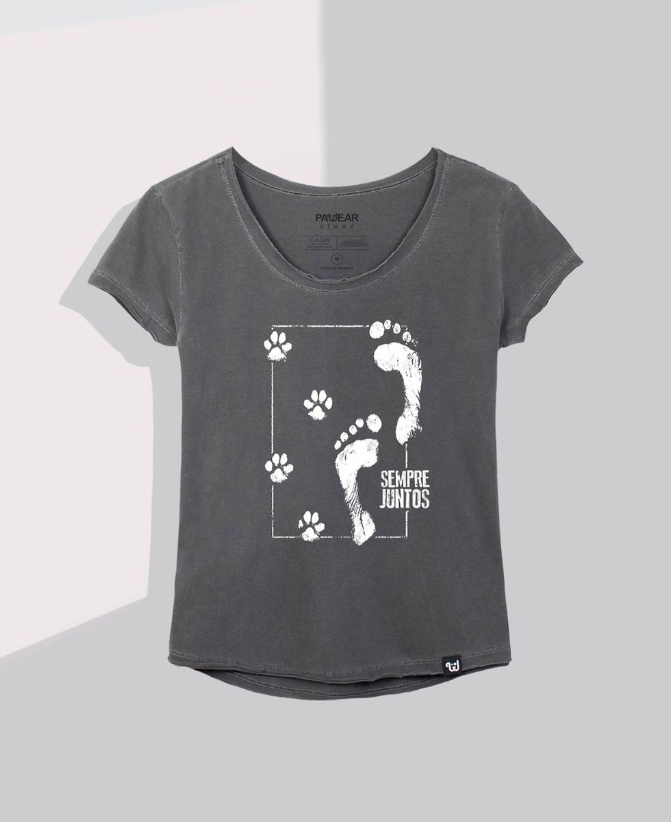 Camiseta Pawear sempre juntos Cinza G