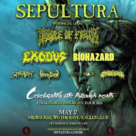 SEPULTURA Announce Explosive 2026 Tour Stop at The Rave May 17th