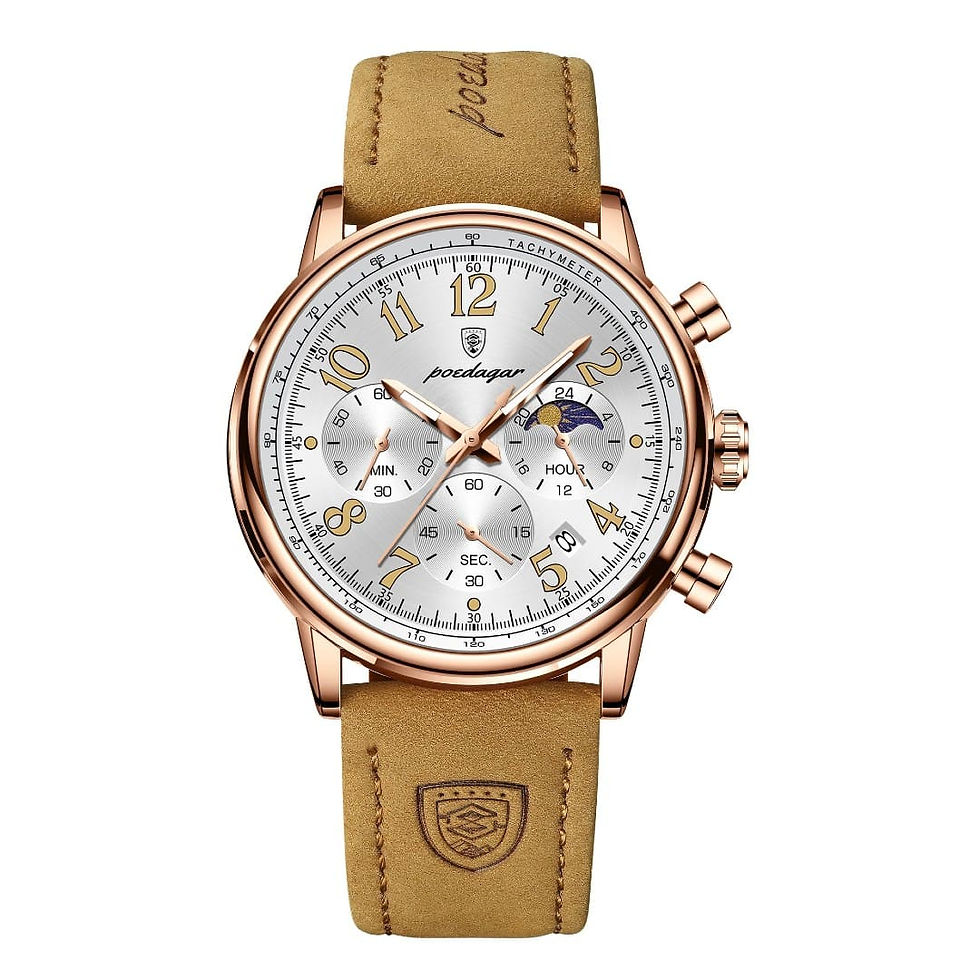 Miniatura: Relógio Masculino Premium com Pulseira de Couro e Cronógrafos - Del Rey P808