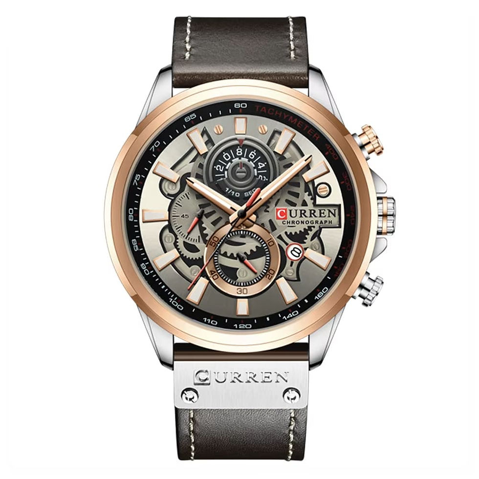 Miniatura: Relógio Masculino Luxo com Pulseira de Couro com Cronógrafos - Del Rey C8380