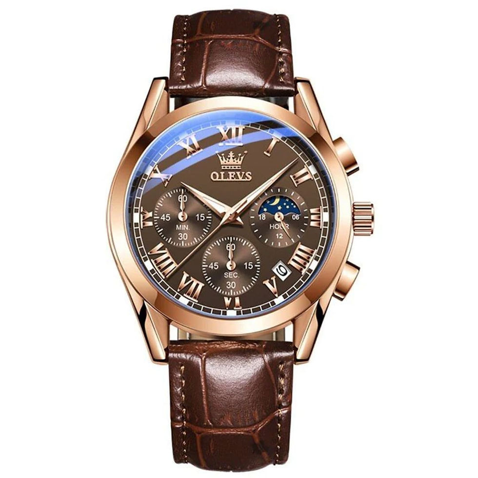 Miniatura: Relógio Masculino Luxo com Pulseira de Couro e Cronógrafos - Del Rey O2871