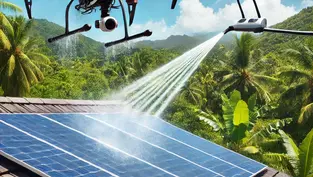 Boostez la performance de vos panneaux solaires avec le nettoyage par drone ! ☀️🚁