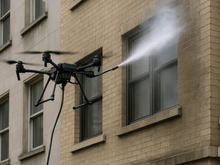 drone nettoyant une façade