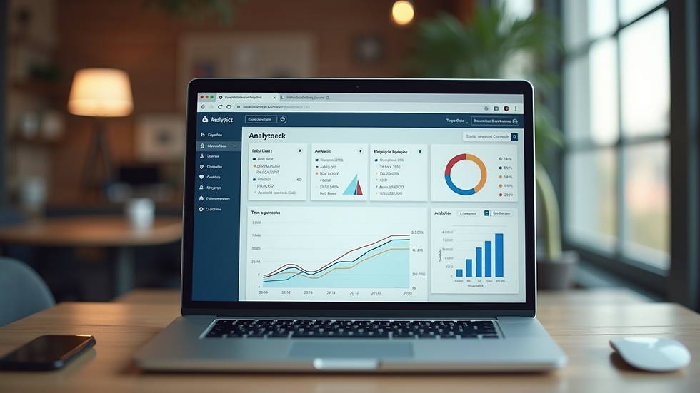 Eye-level view of a laptop displaying a website analytics dashboard