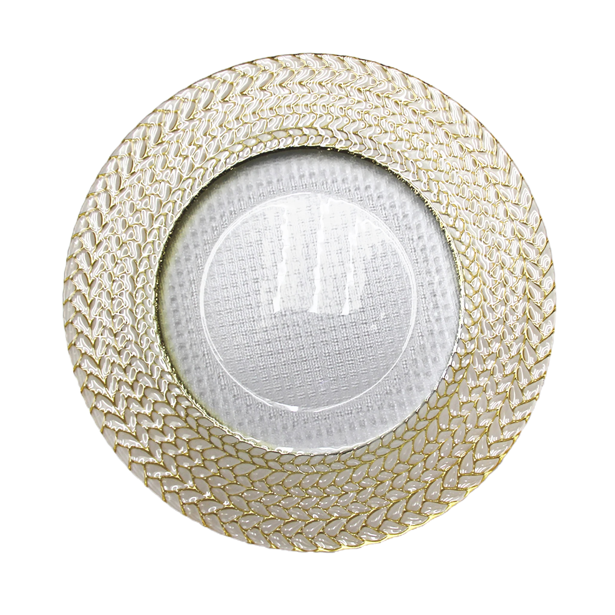 Gold Braided Rim Glass Charger Plate