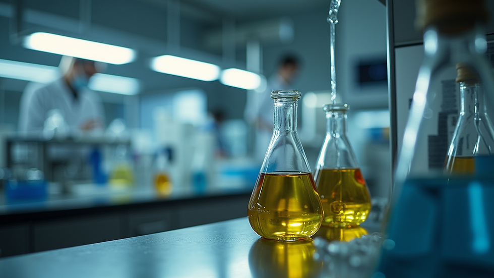 Eye-level view of a laboratory setup with Cannabis oil extraction equipment