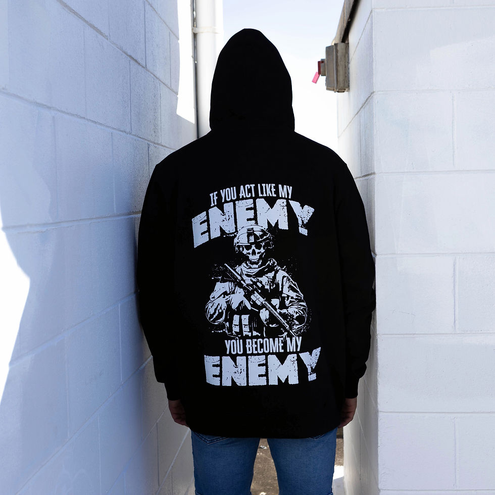 Thumbnail: Man wearing black hoodie with text if you act like my enemy