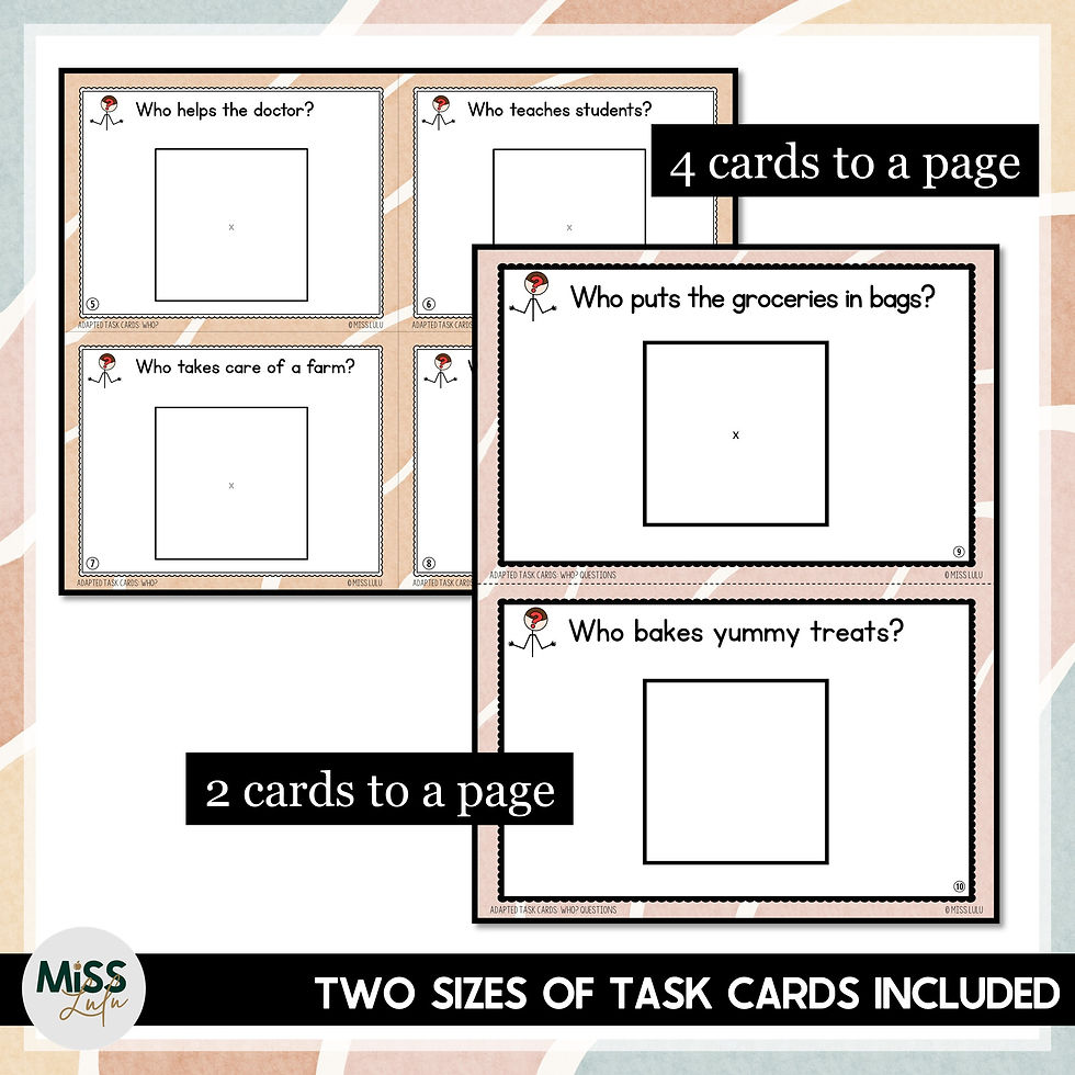 Thumbnail: Who? Adapted Task Cards for Special Education