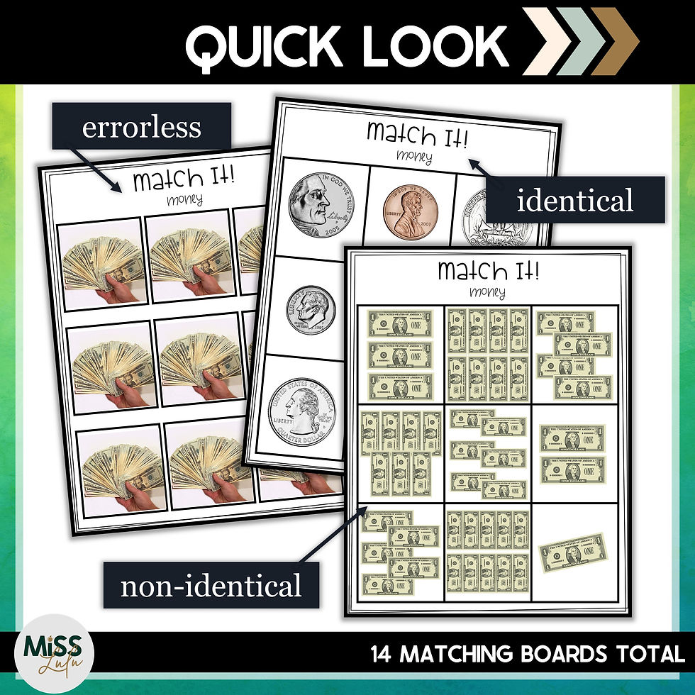 Thumbnail: Money Matching Independent Work Task