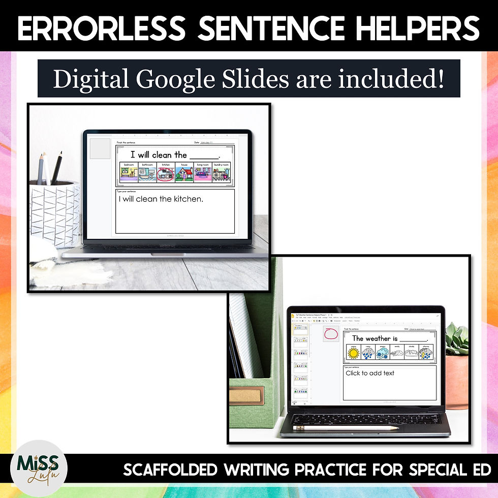 Thumbnail: Themed Errorless Sentence Helpers Writing Sentences Bundle