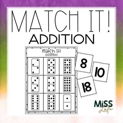 Addition Matching Independent Work Task | Miss Lulu