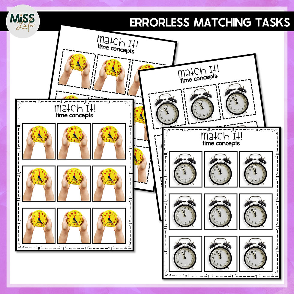 Thumbnail: Time Concepts & Telling Time Matching Independent Work Task