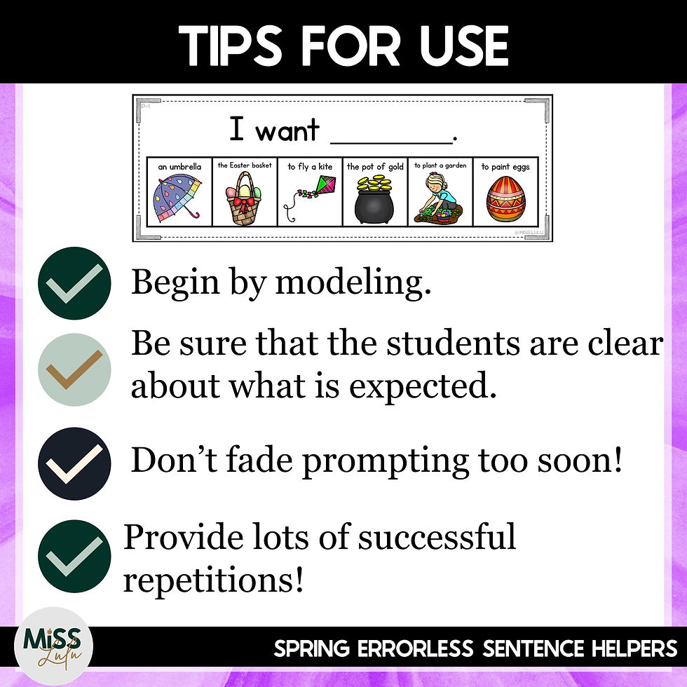 Thumbnail: Spring Errorless Sentence Helpers - Printable and Digital