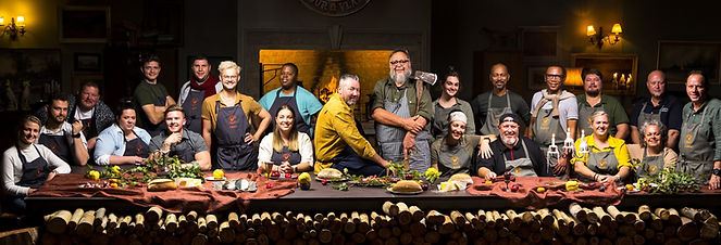 Berus Basson, Kobus Botha and all the contestants of Kokkedoor Vuur en Vlam